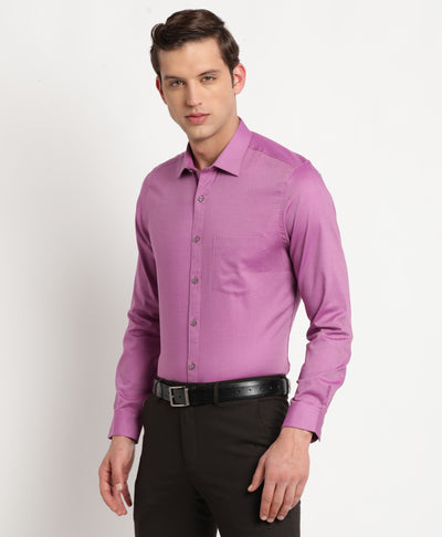 Giza Cotton Purple Dobby Slim Fit Full Sleeve Formal Shirt