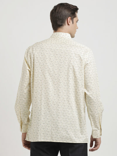 100% Cotton Lemon Printed Regular Fit Full Sleeve Formal Shirt