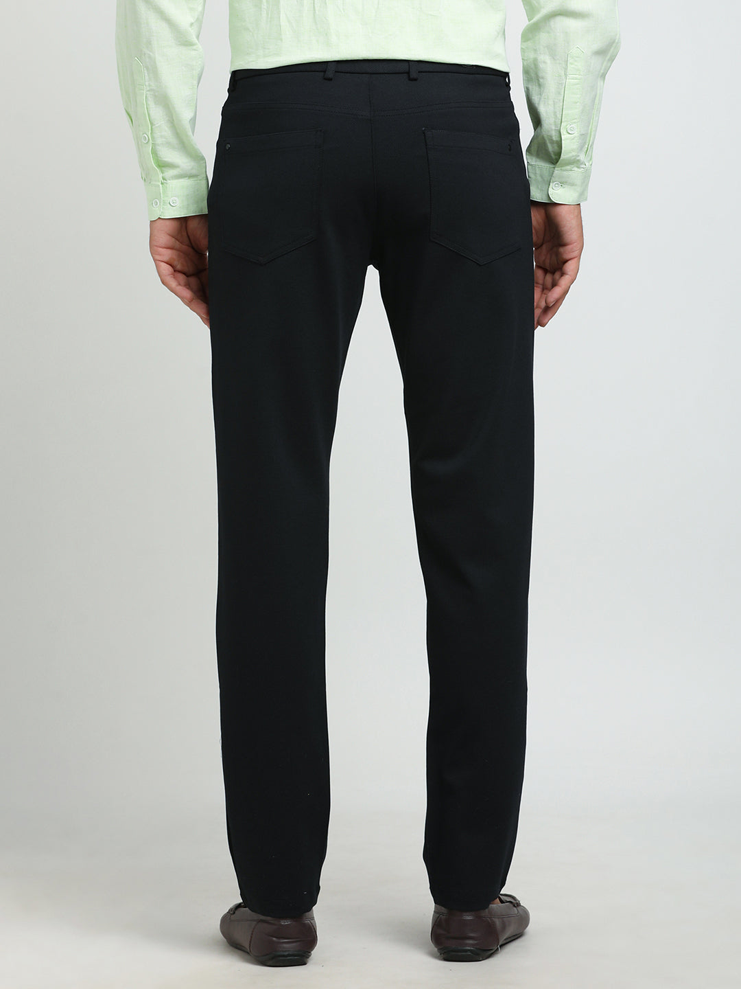 Cotton Dark Green Printed Slim Fit Flat Front Ceremonial Trouser