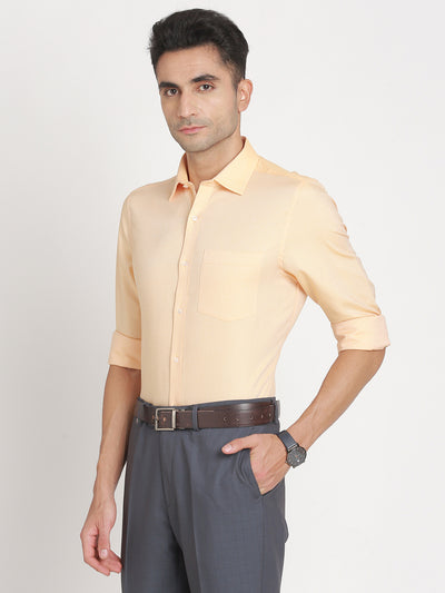 Giza Cotton Yellow Dobby Slim Fit Full Sleeve Formal Shirt