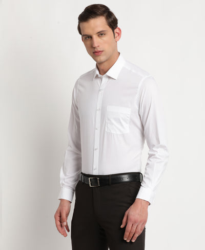 100% Cotton White Plain Slim Fit Full Sleeve Formal Shirt