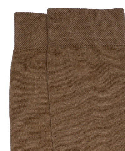 Cotton Khaki Solid Calf Length Formal Socks