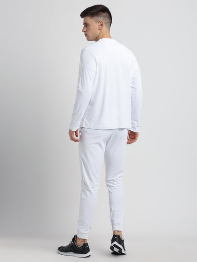 Blended Cotton White Plain Full Sleeve Active Track Suit