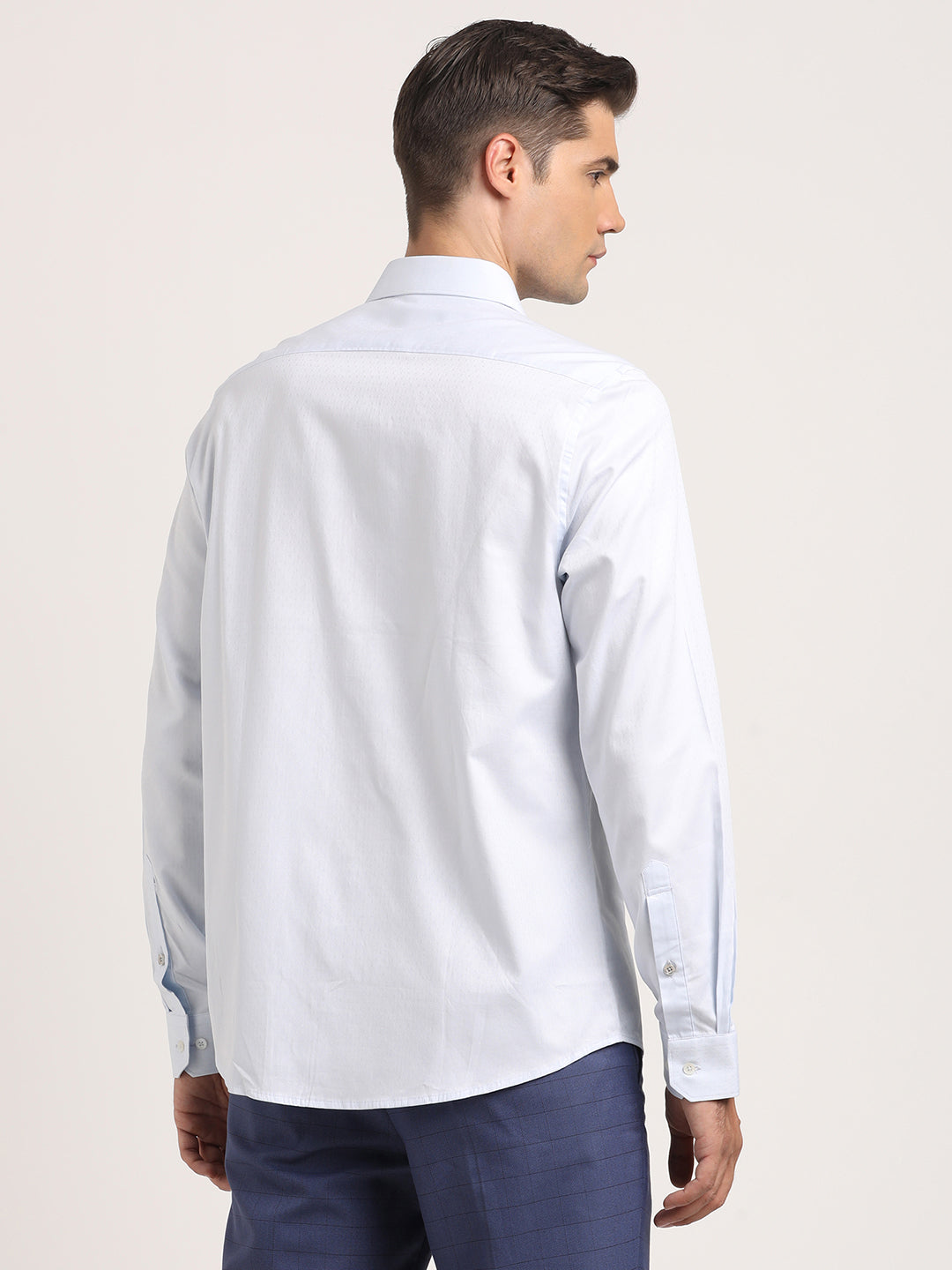 Giza Cotton White Jacquard Slim Fit Full Sleeve Ceremonial Shirt