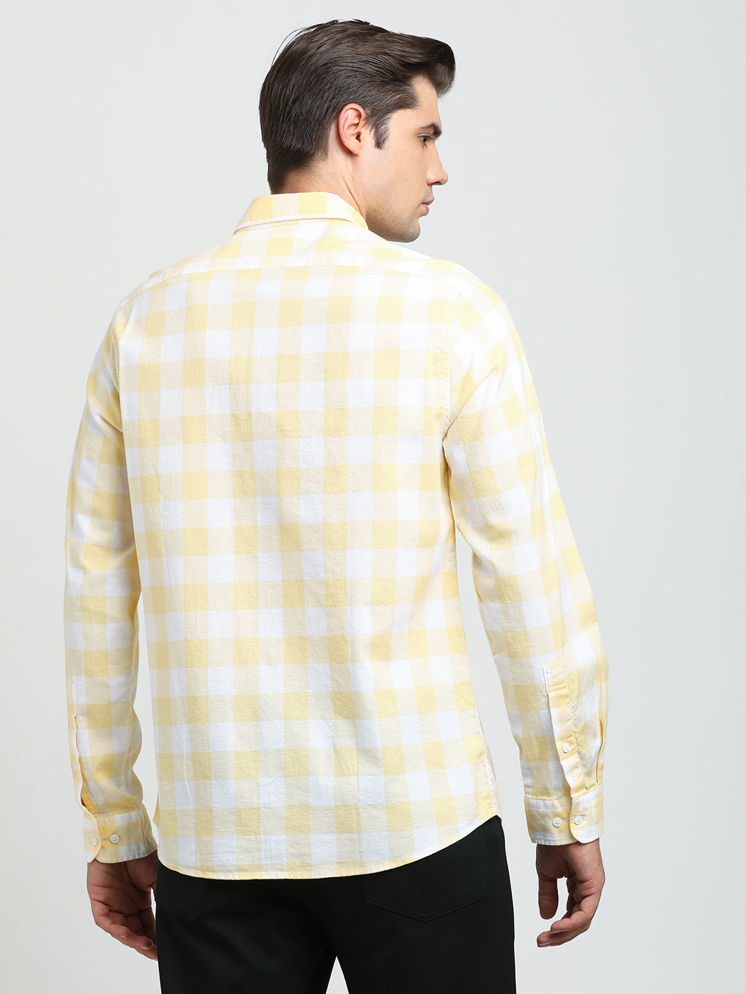 100% Cotton Lemon Checkered Slim Fit Full Sleeve Casual Shirt