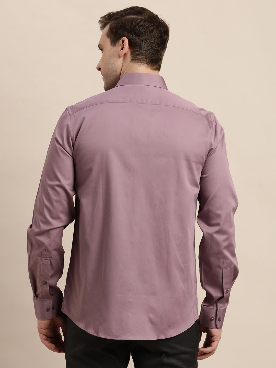 100% Cotton Mauve Plain Slim Fit Full Sleeve Formal Shirt