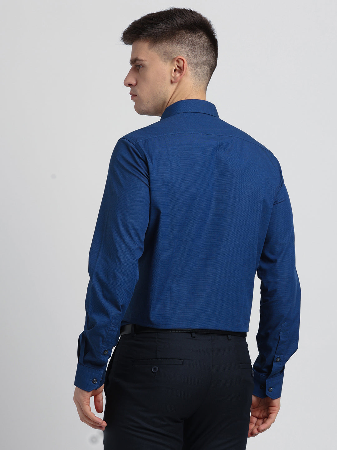 100% Cotton Royal Blue Plain Slim Fit Full Sleeve Formal Shirt