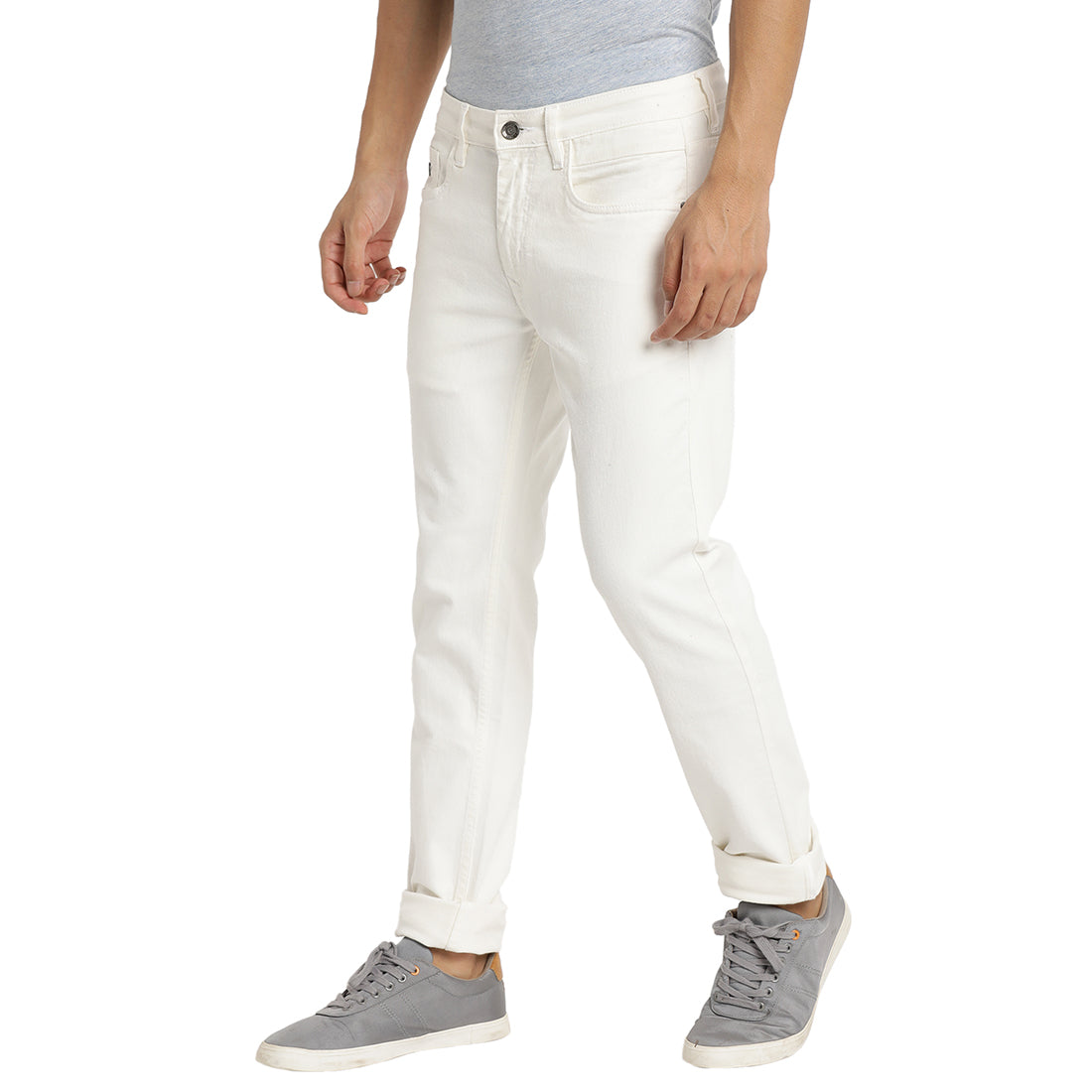 Turtle Men White Narrow Fit Solid Jeans