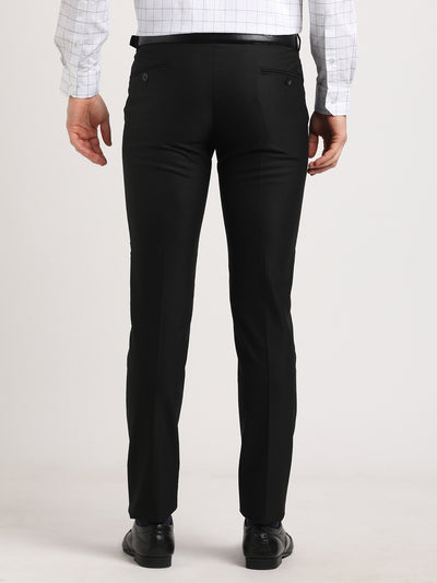 Poly Viscose Black Plain Slim Fit Flat Front Ceremonial Trouser