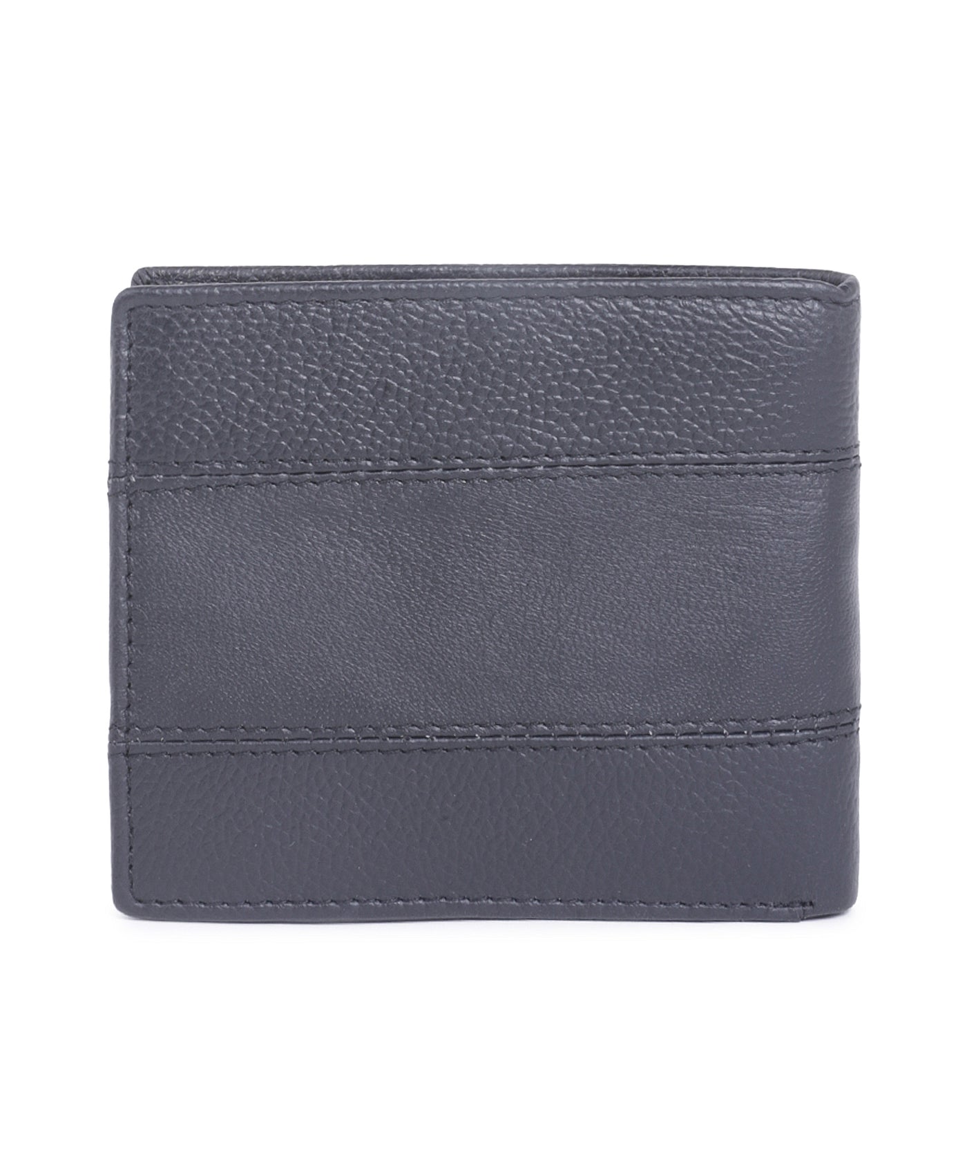 Leather Black Self Design Regular Formal Wallets