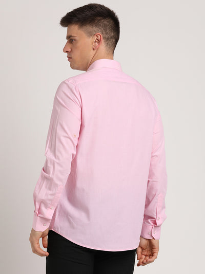 100% Cotton Pink Plain Slim Fit Full Sleeve Formal Shirt