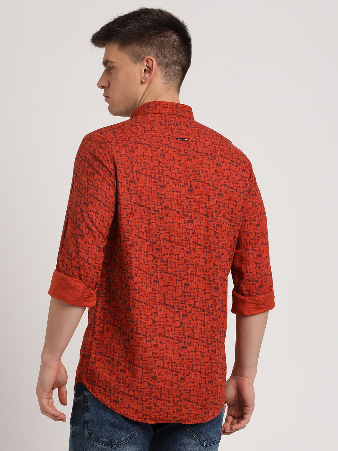 Rust Slim Fit printed Shirt For Men