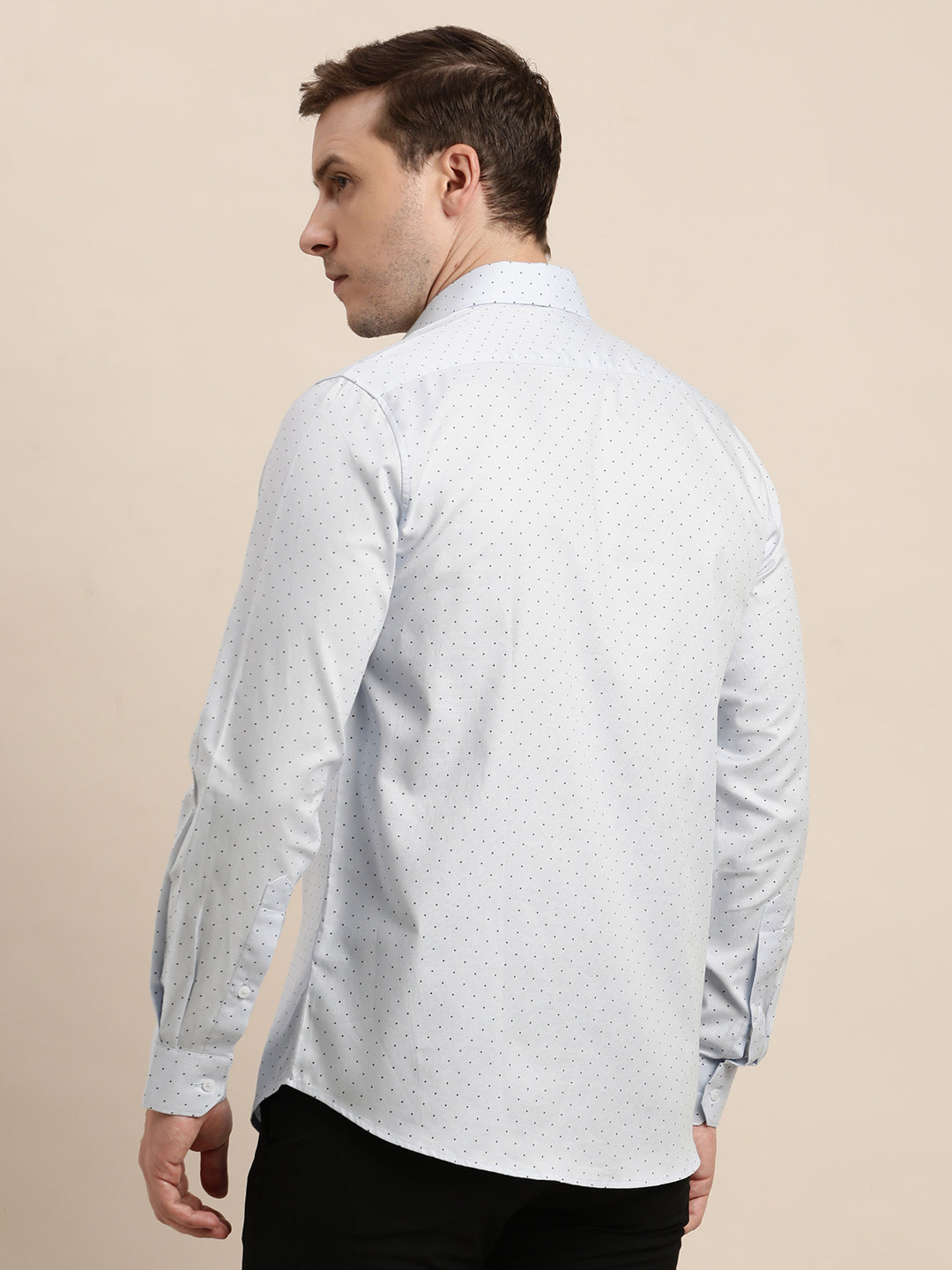 100% Cotton White Printed Slim Fit Full Sleeve Formal Shirt