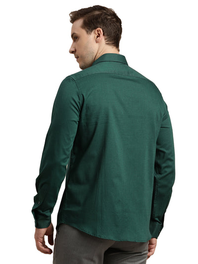 100% Cotton Green Dobby Slim Fit Full Sleeve Formal Shirt