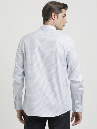 Giza Cotton Light Blue Dobby Slim Fit Full Sleeve Formal Shirt