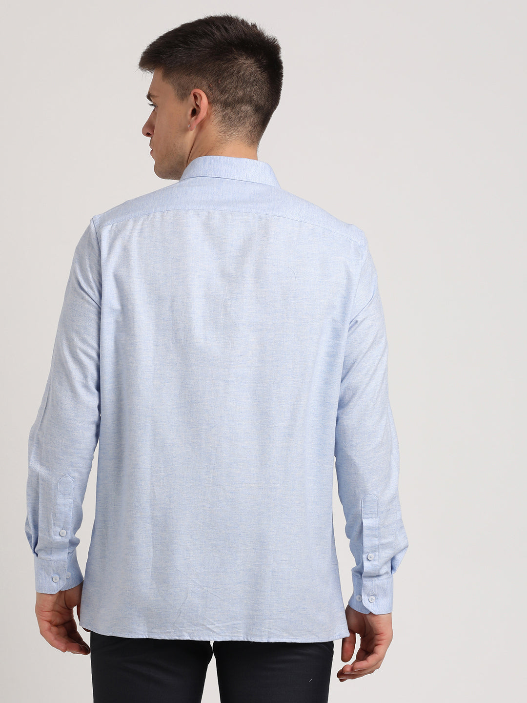 100% Cotton Light Blue Plain Regular Fit Full Sleeve Formal Shirt