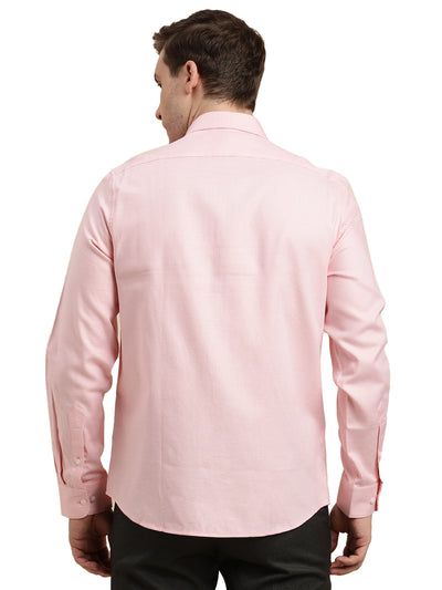 100% Cotton Pink Dobby Slim Fit Full Sleeve Formal Shirt