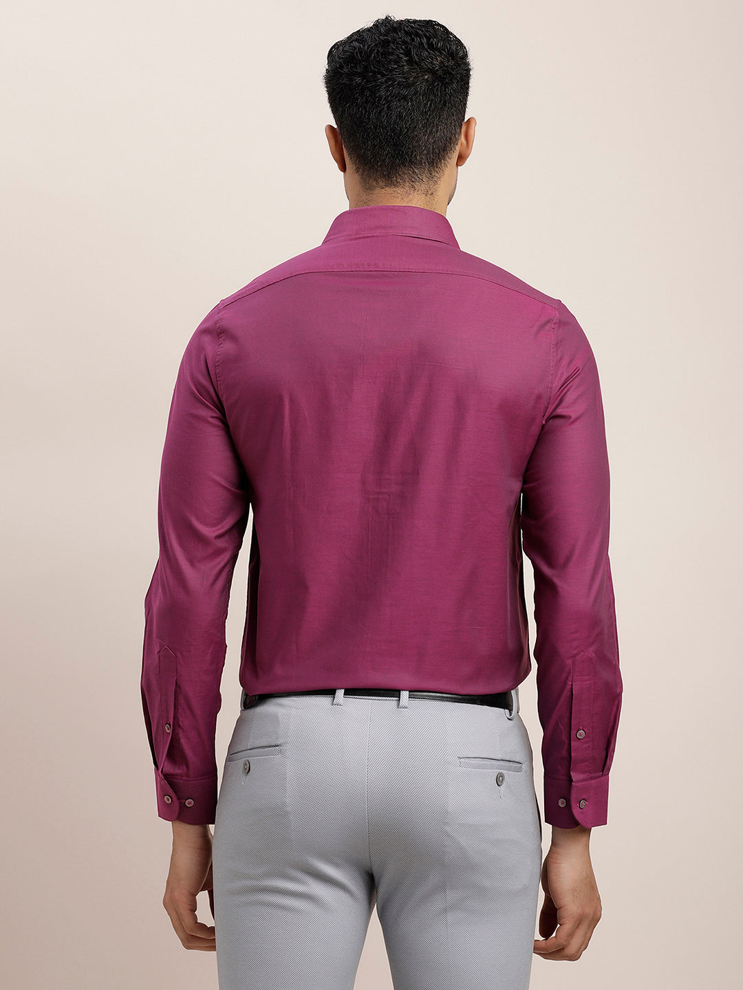 Giza Cotton Purple Dobby Slim Fit Full Sleeve Ceremonial Shirt