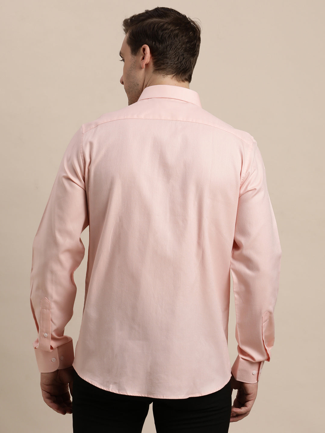 100% Cotton Pink Dobby Slim Fit Full Sleeve Formal Shirt