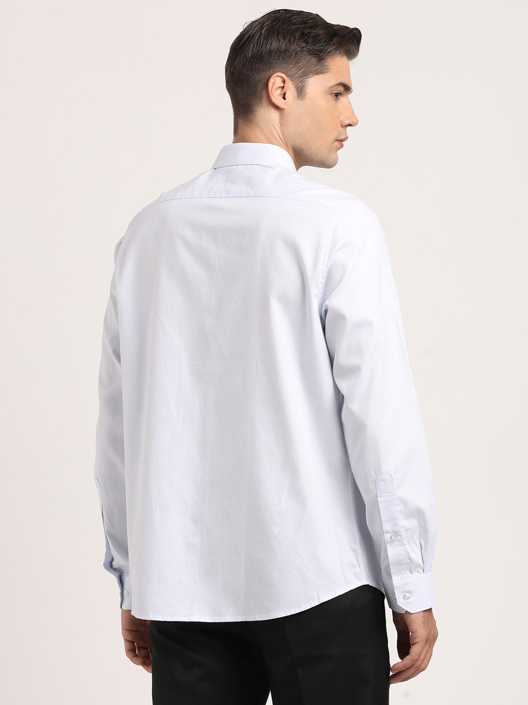 100% Cotton Light Blue Dobby Slim Fit Full Sleeve Formal Shirt