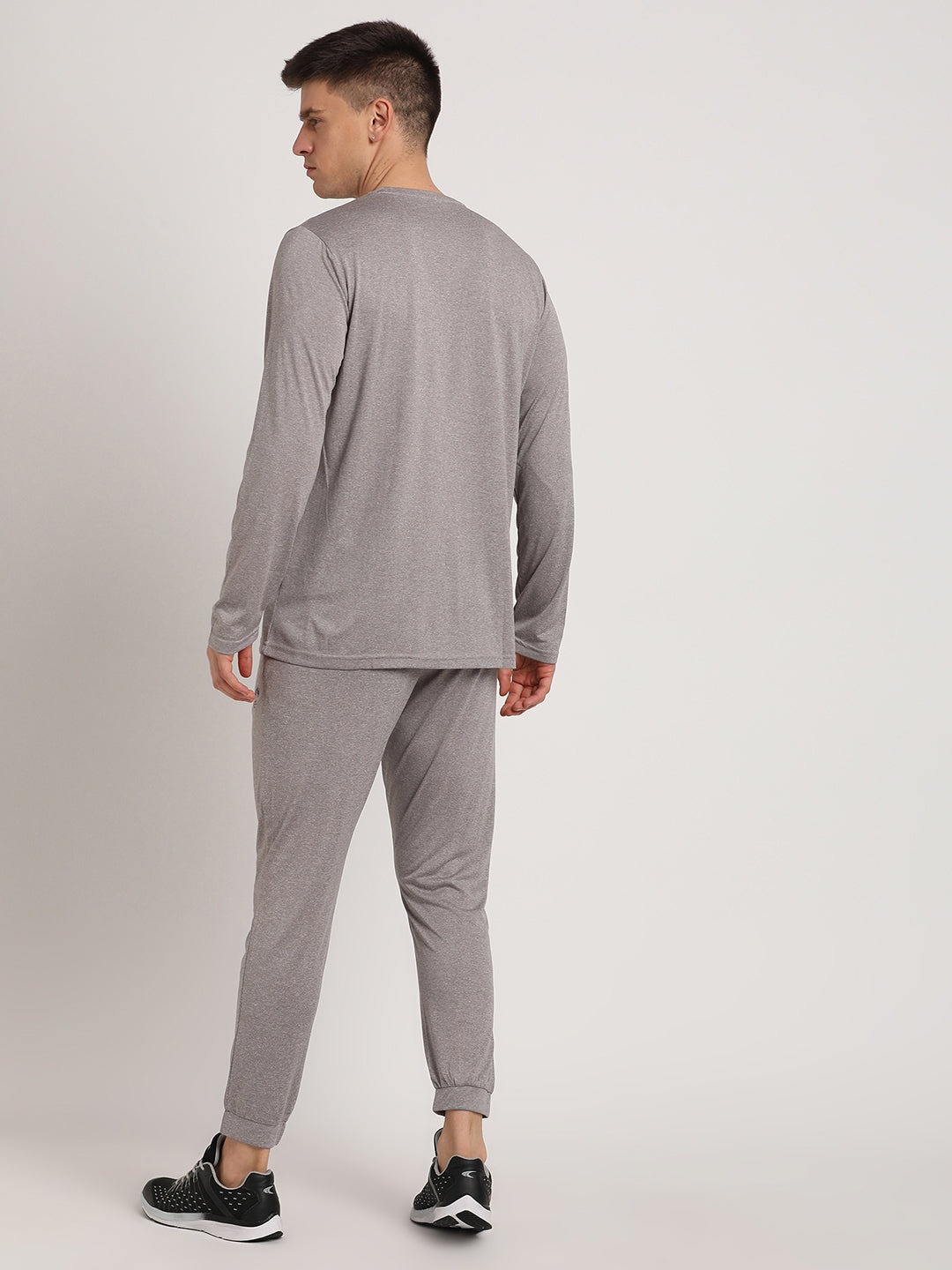 Blended Cotton Grey Plain Full Sleeve Active Track Suit