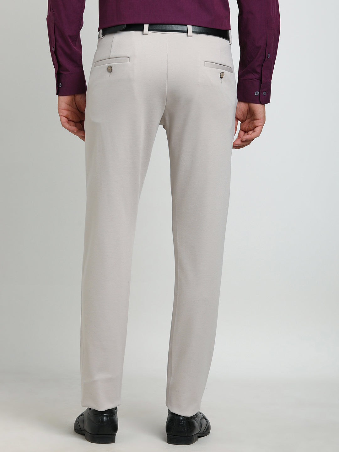 Cotton Heather Grey Dobby Slim Fit Flat Front Ceremonial Trouser