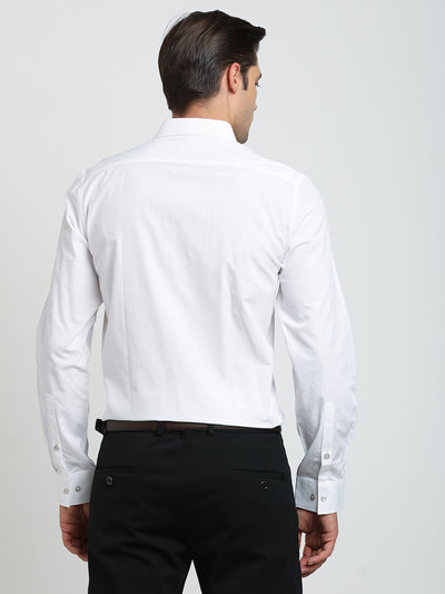 100% Cotton White Jacquard Slim Fit Full Sleeve Ceremonial Shirt