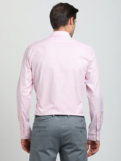 100% Cotton Pink Dobby Slim Fit Full Sleeve Formal Shirt