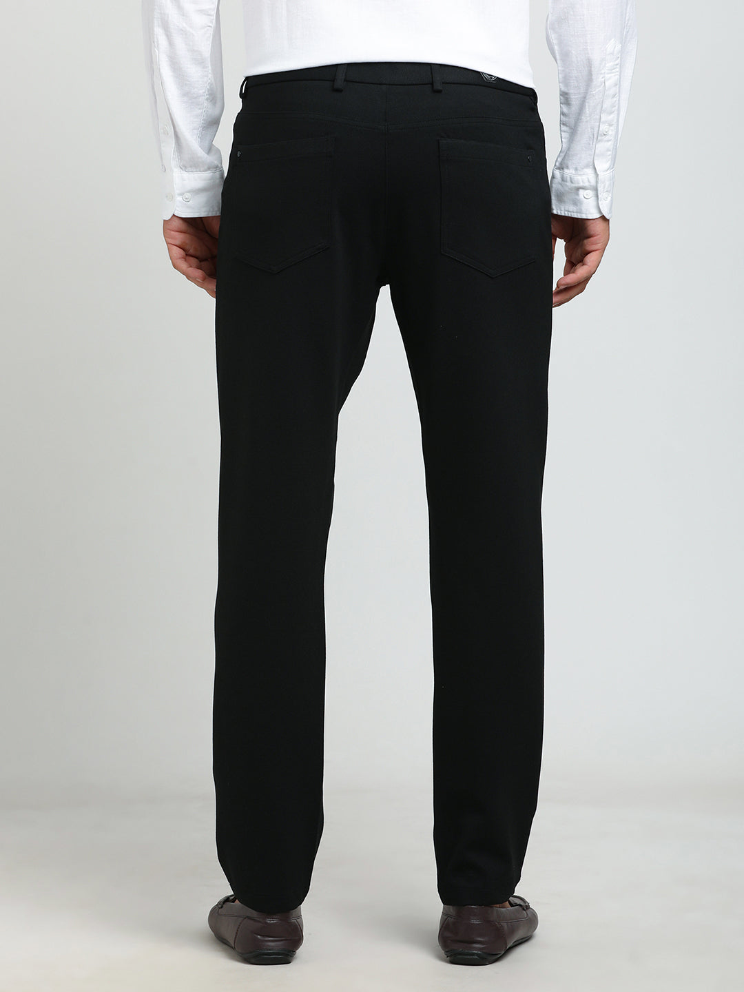 Cotton Black Printed Slim Fit Flat Front Ceremonial Trouser