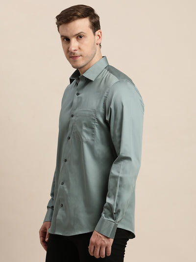 100% Cotton Dark Grey Plain Slim Fit Full Sleeve Formal Shirt