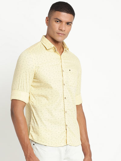 100% Cotton Lemon Printed Slim Fit Full Sleeve Casual Shirt