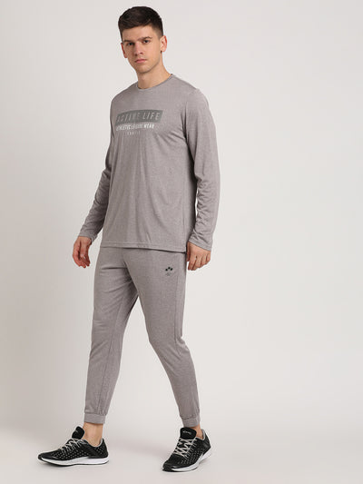 Blended Cotton Grey Plain Full Sleeve Active Track Suit