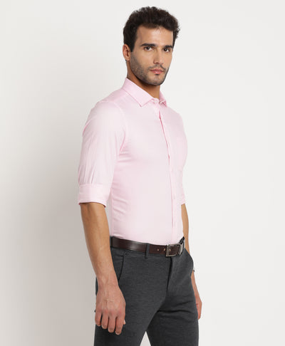 100% Cotton Pink Dobby Slim Fit Full Sleeve Formal Shirt