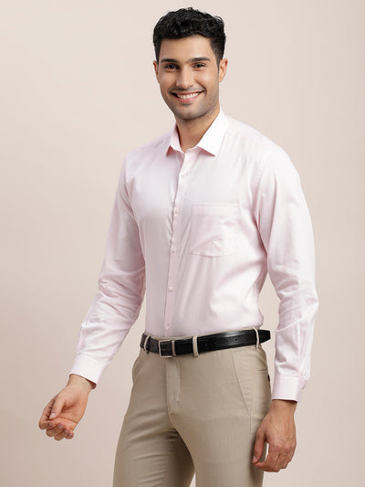 100% Cotton Light Pink Dobby Regular Fit Full Sleeve Formal Shirt