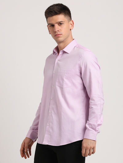 100% Cotton Light Purple Dobby Slim Fit Full Sleeve Formal Shirt