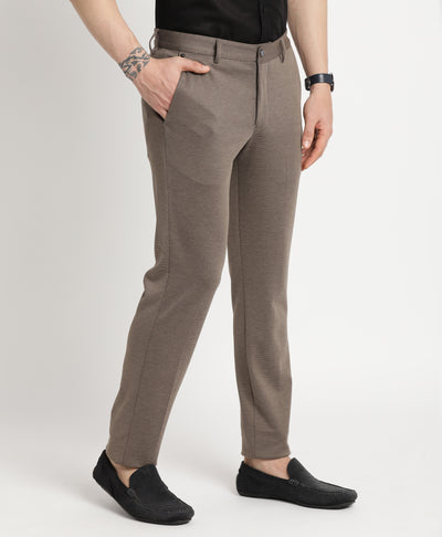 Knitted Khaki Dobby Ultra Slim Fit Flat Front Ceremonial Trouser