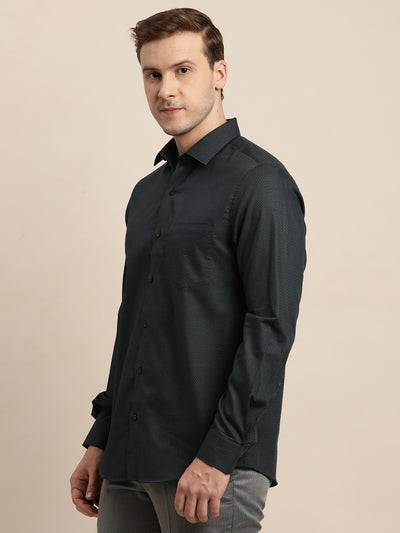 100% Cotton Black Dobby Slim Fit Full Sleeve Formal Shirt