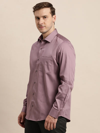 100% Cotton Mauve Plain Slim Fit Full Sleeve Formal Shirt