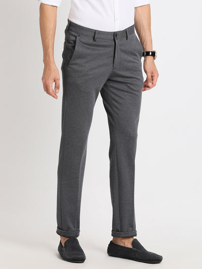 Cotton Grey Dobby Ultra Slim Fit Flat Front Ceremonial Trouser