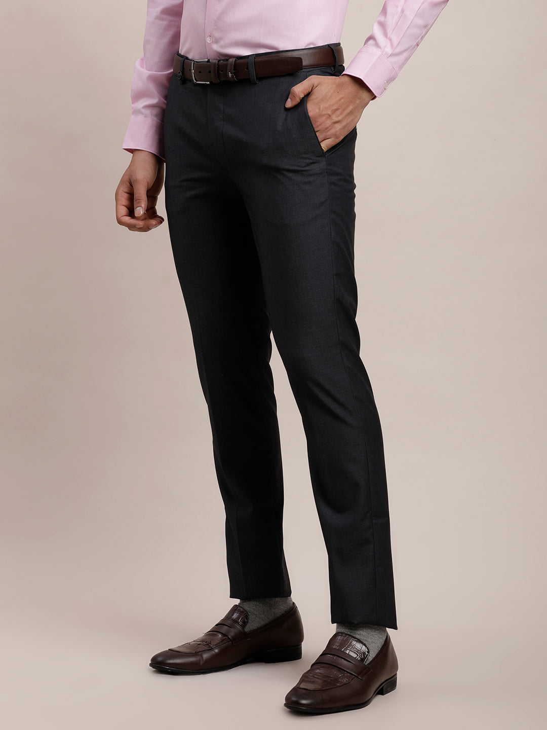 Terry Rayon No Img Dobby Slim Fit Flat Front Ceremonial Trouser