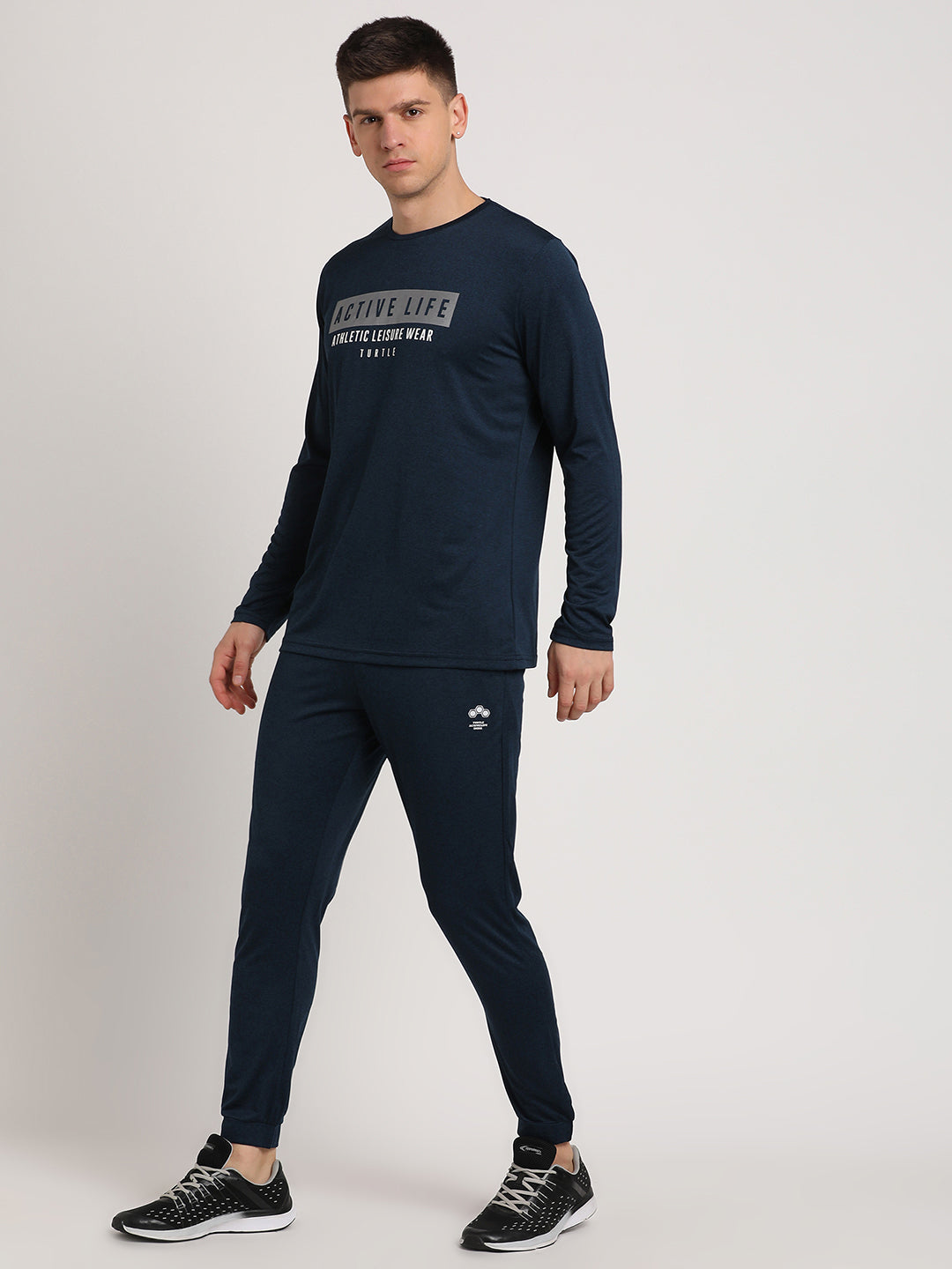 Blended Cotton Navy Blue Plain Full Sleeve Active Track Suit