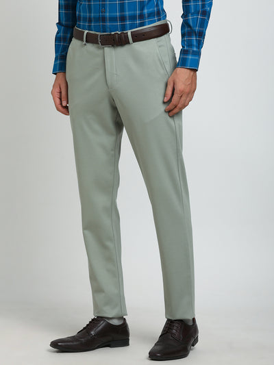 Cotton Grey Dobby Slim Fit Flat Front Ceremonial Trouser