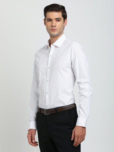 100% Cotton White Jacquard Slim Fit Full Sleeve Ceremonial Shirt