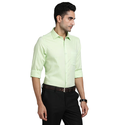 100% Cotton Green Plain Slim Fit Full Sleeve Formal Shirt