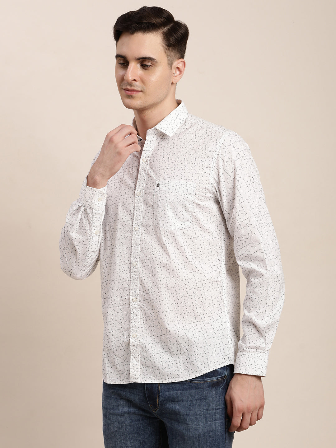 100% Cotton No Img Printed Slim Fit Half Sleeve Casual Shirt