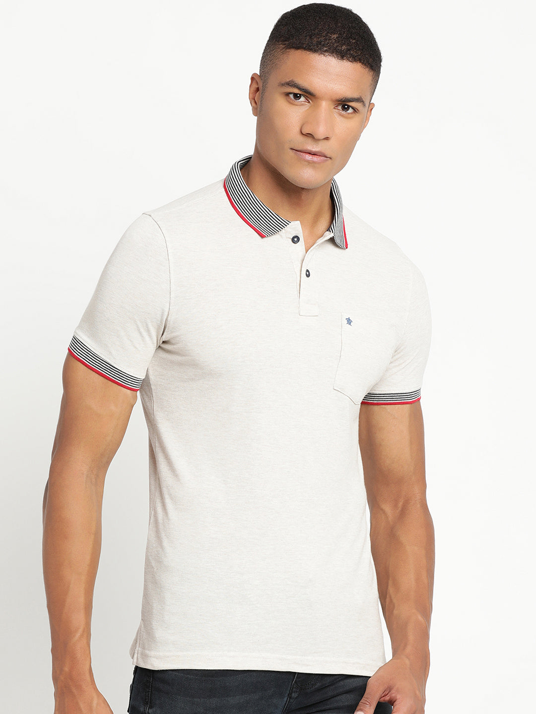 100% Cotton Grey Plain Polo Neck Half Sleeve Casual T-Shirt