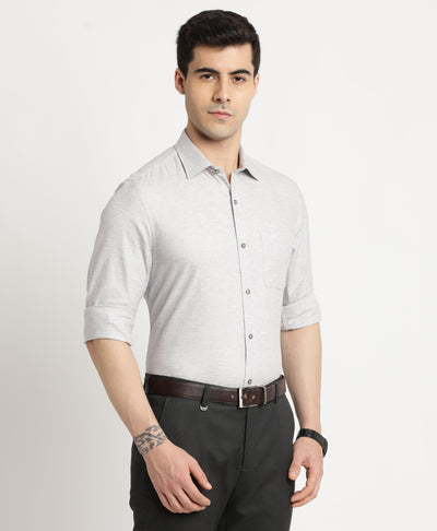 100% Cotton Grey Plain Slim Fit Full Sleeve Formal Shirt