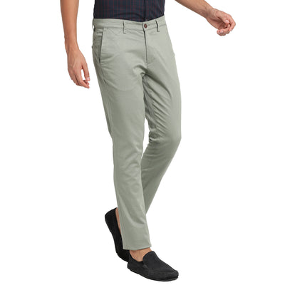 Turtle Men Grey Narrow Fit Printed Casual Trousers