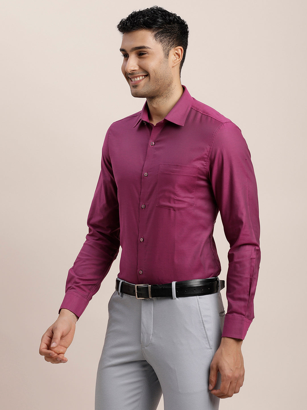 Giza Cotton Purple Dobby Slim Fit Full Sleeve Ceremonial Shirt