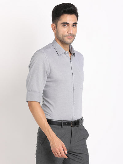 100% Cotton Grey Dobby Slim Fit Full Sleeve Formal Shirt